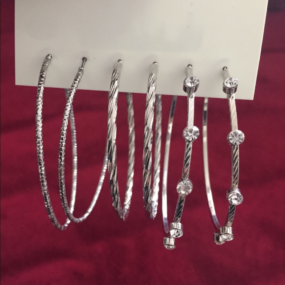 Silver Large hoop Earrings NWOT